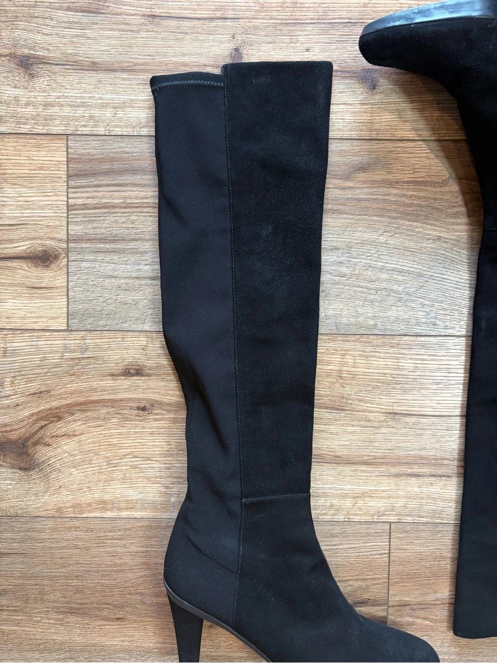 Stuart Weitzman black gothic blockette over-the-knee stretch boots